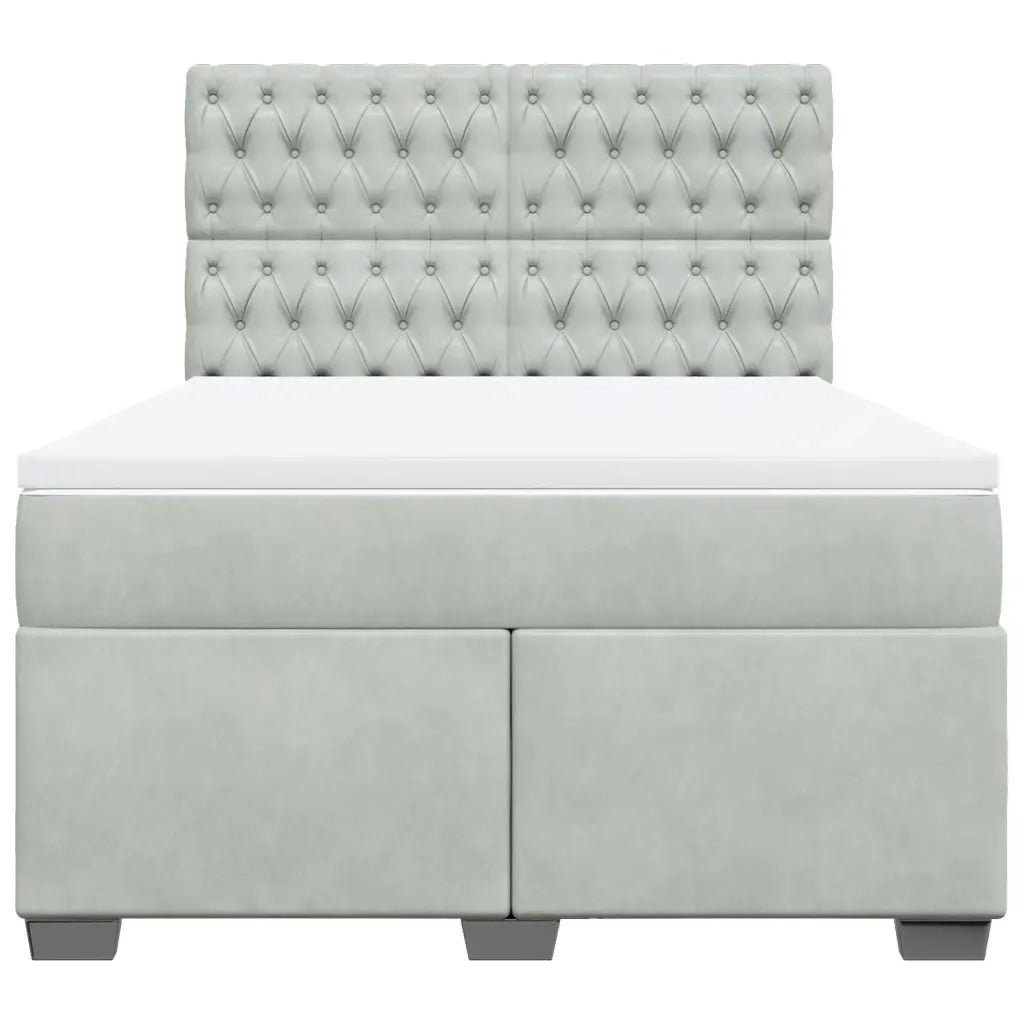 Giroletto a Molle con Materasso Grigio Chiaro 160x200cm Velluto 3293260