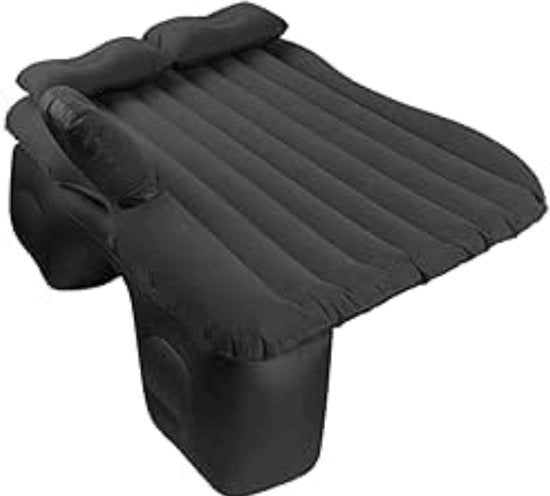 Auto Largo Cuscino - Matras Auto - Con Pomp 12V Elettrica - 2 Cuscini - Ripiegabile - Cuscino per Viaggio - 80x135x35 - Nero