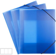 Mapa scuola blu 3-pack, A4, 3-pack cerniera, cerniera angolare con chiusura elastica, materiale PP, robusta e duratura, mapa documenti