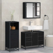 Set di mobili per il bagno 3 pcs Rovere Nero Legno multistrato 3402538