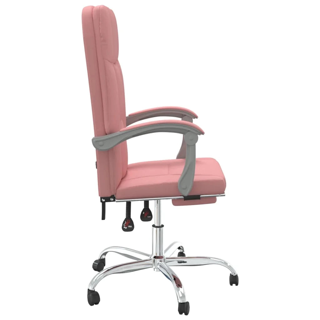 Sedia da ufficio in similpelle rosa con seduta girevole e reclinabile adatta per l'uso al computer o per lo studio. 02_0024272