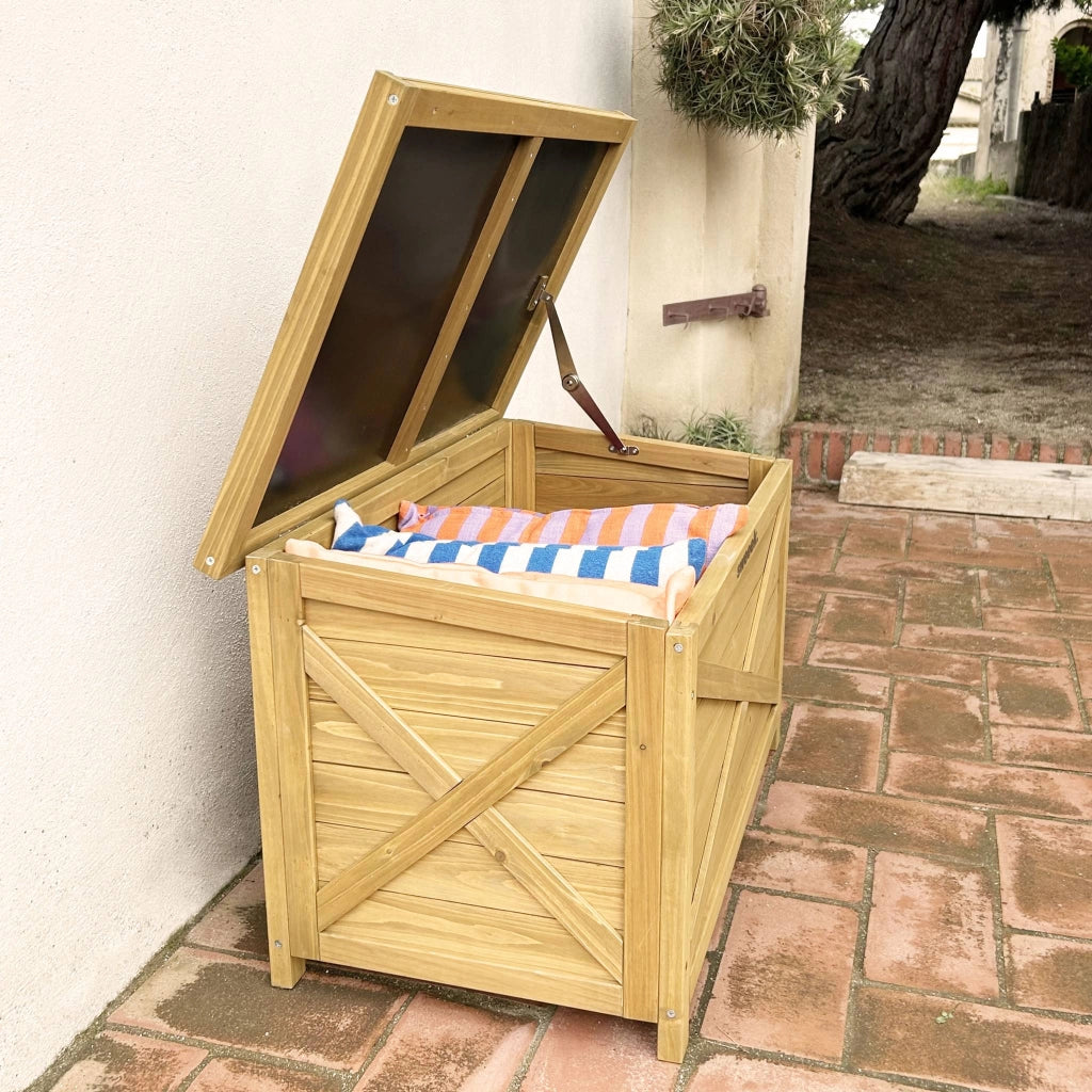 Cassapanca in legno di abete 80cm, marrone naturale