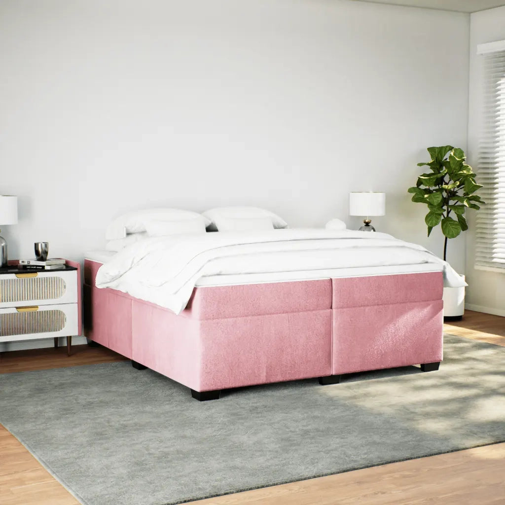 Giroletto a Molle con Materasso Rosa 200x200 cm in Velluto 3285310