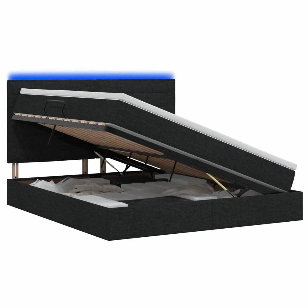 Letto con contenitore LED e materasso Nero 180 x 200 cm Tessuto 3459899