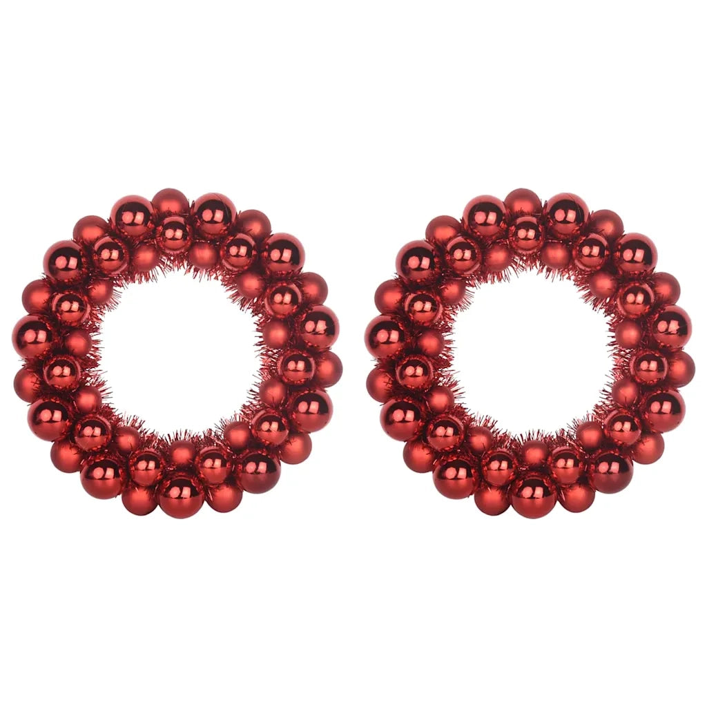 Corone di Palline di Natale 2 pz-Decorazioni natalizie Rosso 33 x 33 x 7 cm