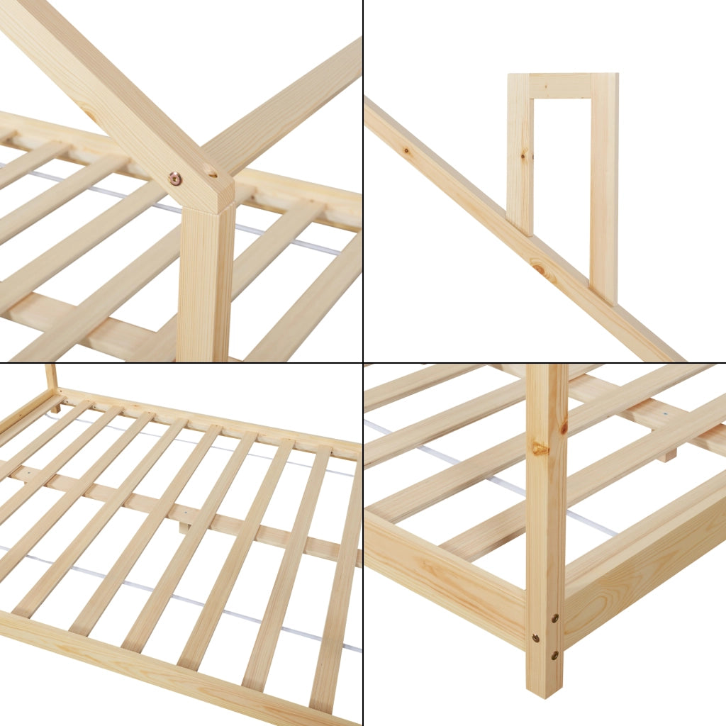 Letto Casetta per Cameretta Siuntio in Legno Naturale 120 x 200 cm [en.casa]