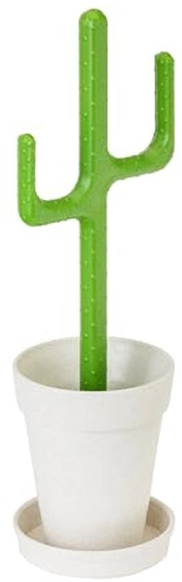 Set di spazzole per il water - lunghezza extra - 12,5 x 11,5 x 39 cm - Collezione Cactus - Fondino con coperchio - Setole forti - colore verde
