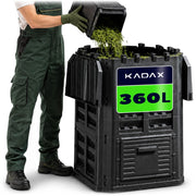 Compostiera modulare da giardino KADAX nera, resistente al gelo, serbatoio per fertilizzanti da 360 litri