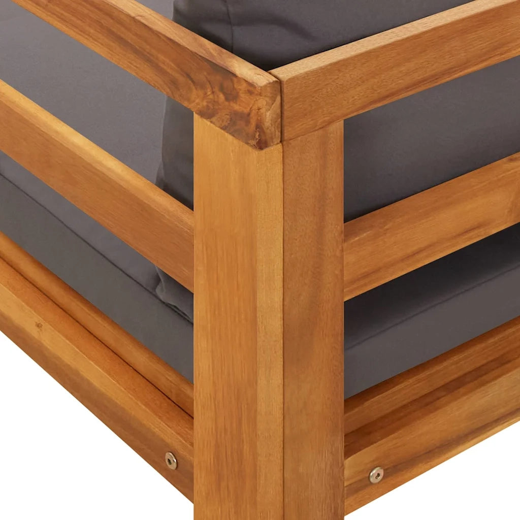 Lettino Prendisole con Cuscini Grigio Scuro in Massello Acacia cod mxl 70756