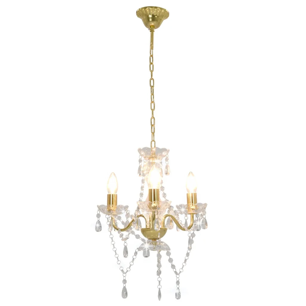 Lampadario con Perline Dorato Tondo 3 E14 CFW1564819