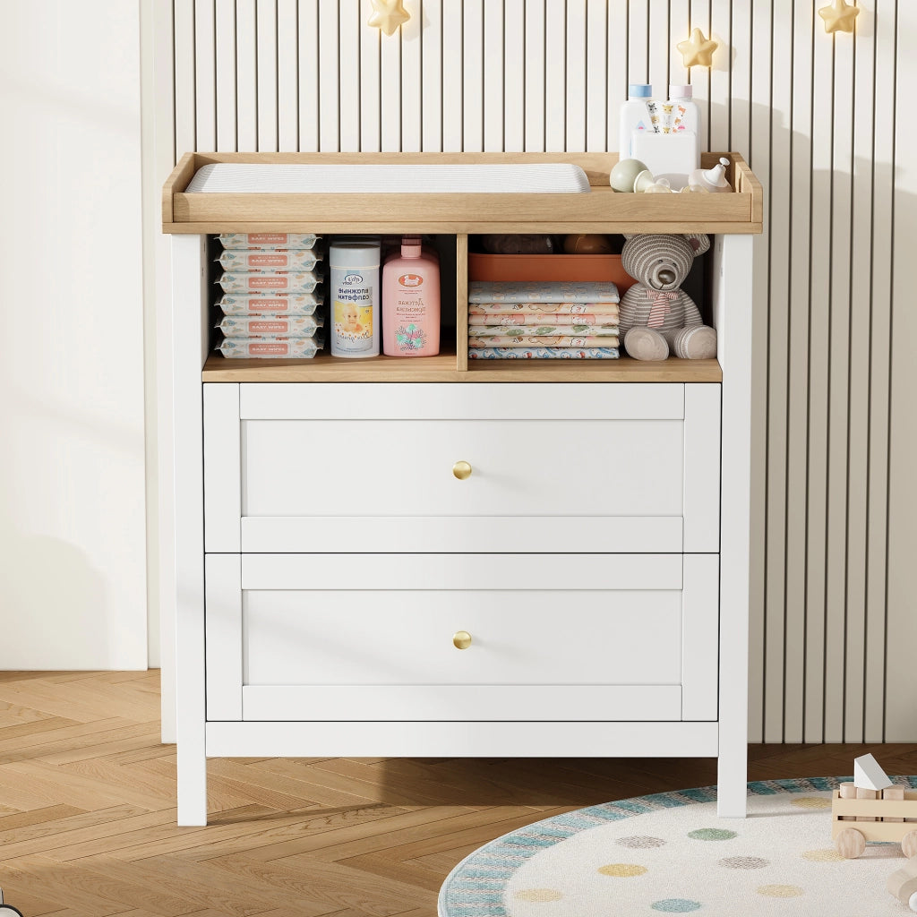 CASSETTIERA FASCIATOIO 82x50x90 cm MDF Naturale e Bianco