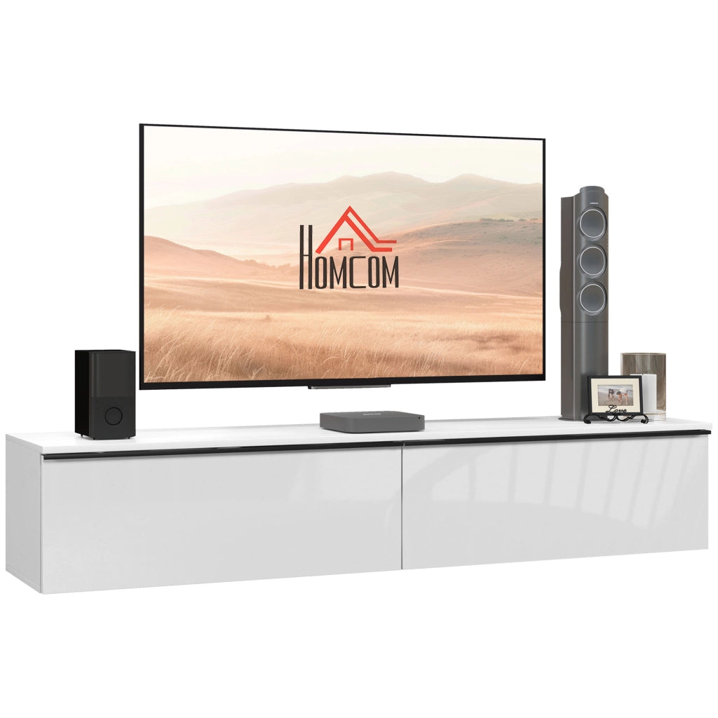 Mobile TV sospeso con ante ¨C zephmum ¨C bianco, effetto lucido, per TV fino a 70 pollici