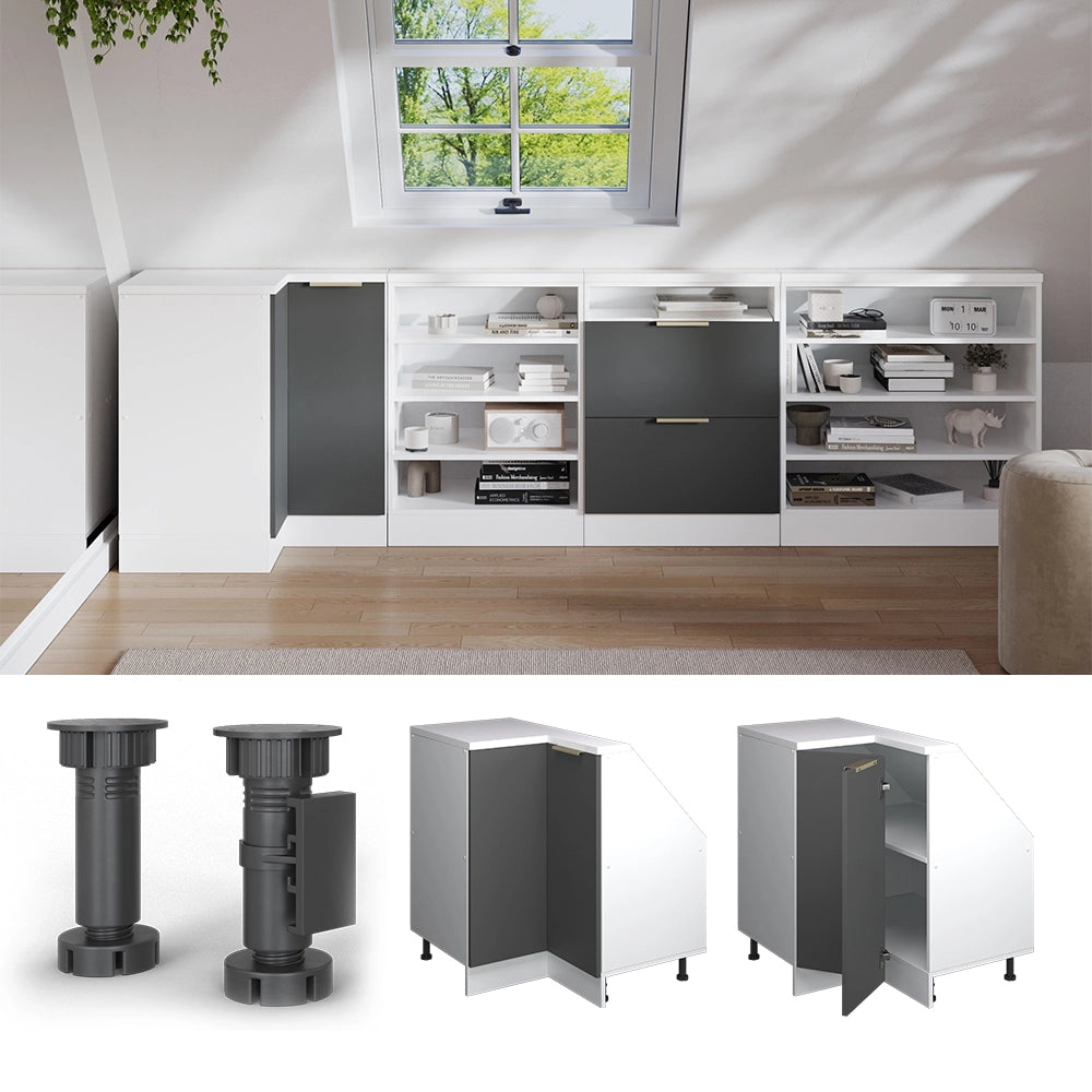 Mobile sottotetto Mobile angolare Rion Antracite-oro/Bianco 75.6 x 83.8 cm con 1 porta Vicco