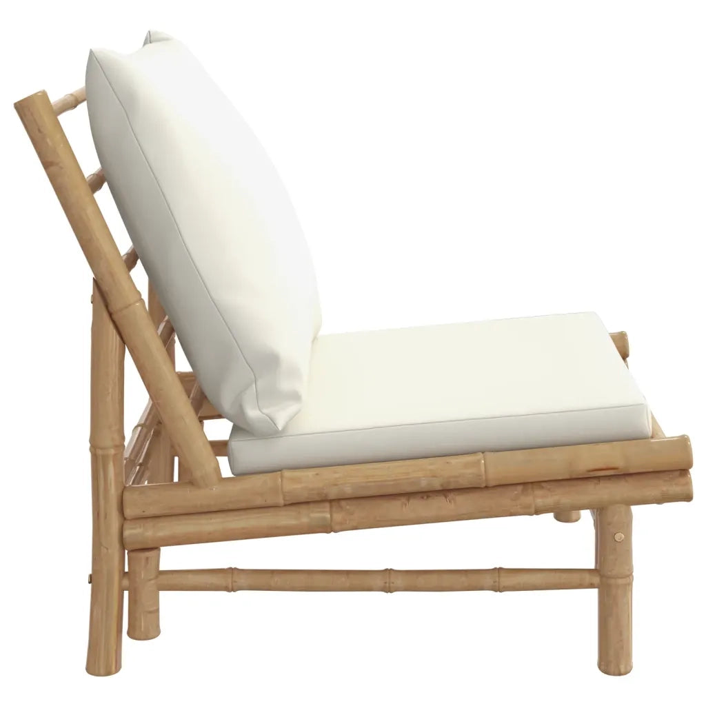 Sedie da Giardino 2 pz con Cuscini Bianco Crema in Bambù 363455