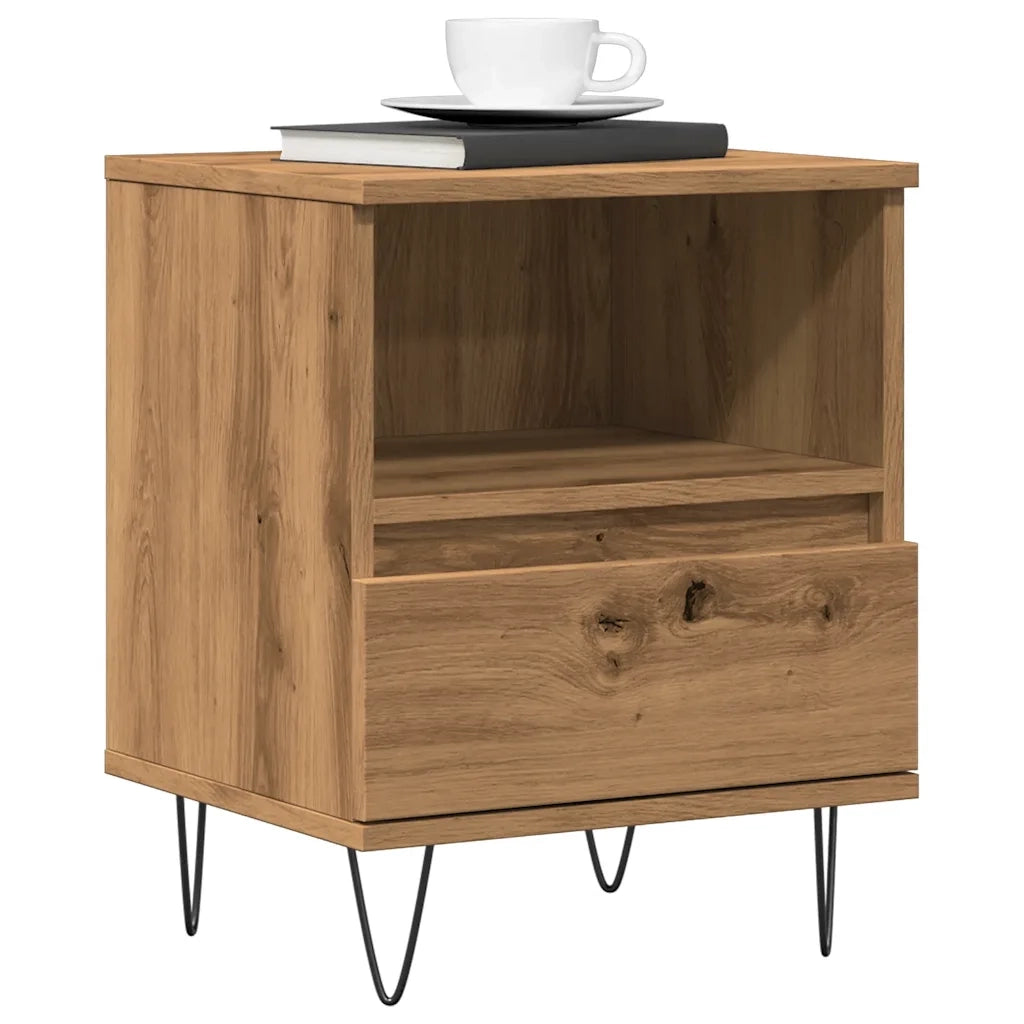 Comodino Rovere Artigianale 40x35x50 cm in Legno Multistrato