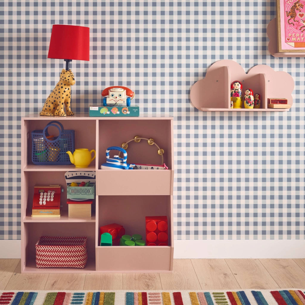 Contenitore per bambini, 3 ripiani e 2 vani portaoggetti, rosa