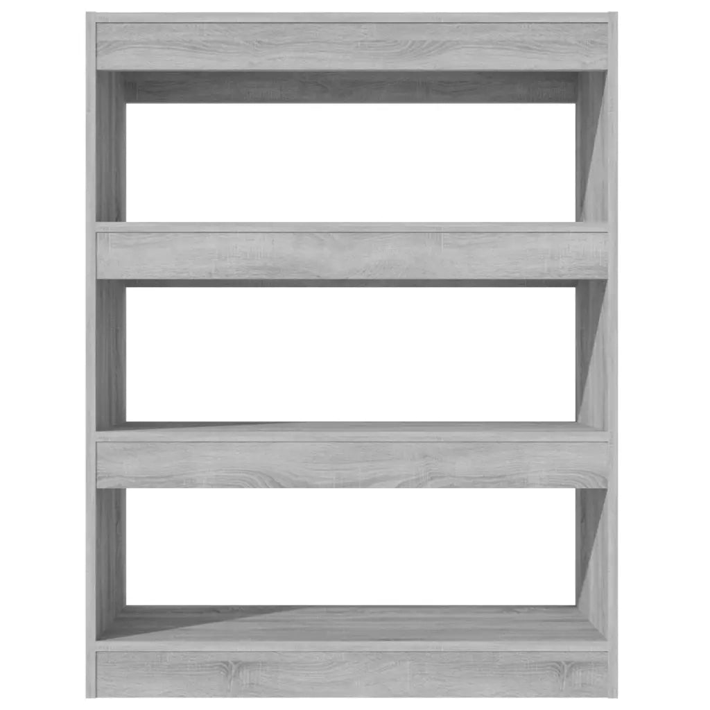 Libreria Divisorio-Scaffale per Libri-Mobile di Stoccaggio Grigio Sonoma 80x30x103 cm Legno Multistrato
