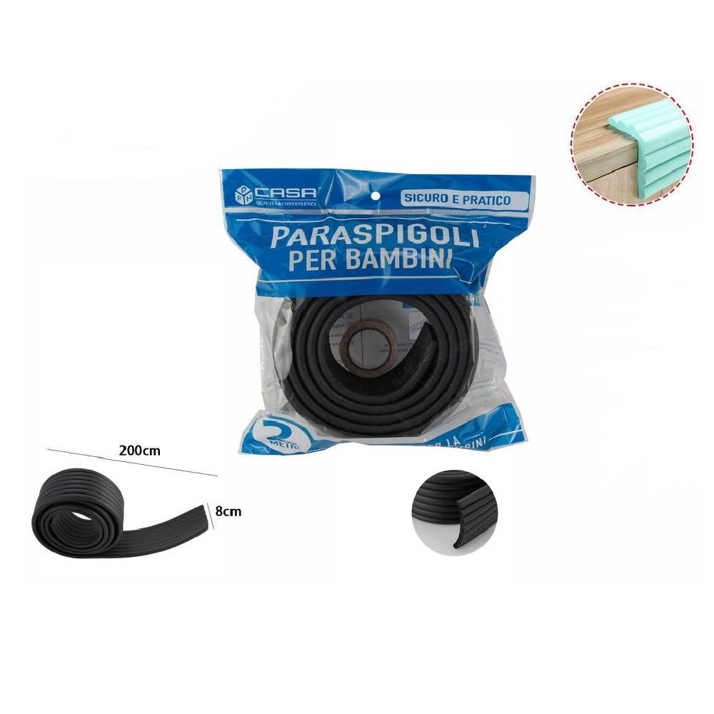 Trade Shop - Paraspigoli Sicurezza Bordo Tavolo Coprispigoli Nero Bambini Neonati 2mx8cm 69638 -