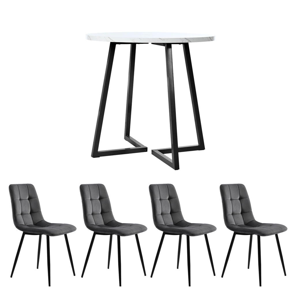Gruppo pranzo 80 cm (5 pezzi); piano effetto marmo; MDF multicolore