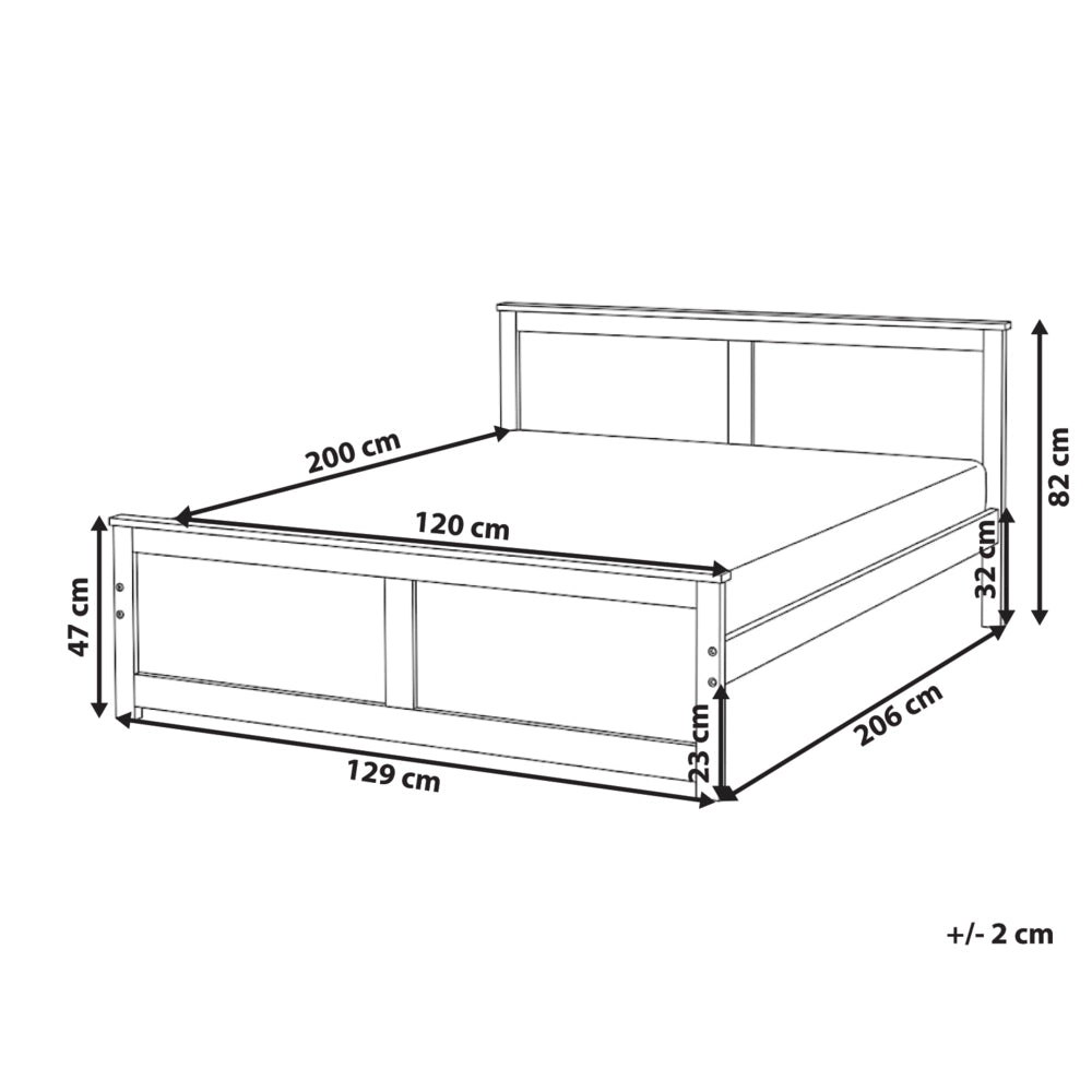 Letto matrimoniale in legno naturale marrone chiaro 120 x 200 cm con testiera in stile scandinavo