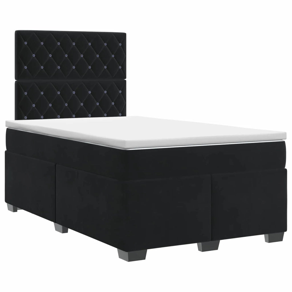 Letto box spring con materasso Nero 120 x 190 cm Velluto 3453598