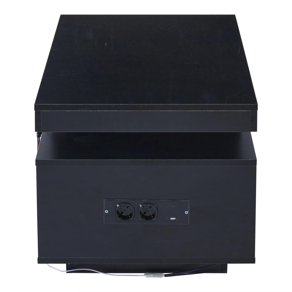 Tavolino da Salotto 2 Ante 2 Nicchie LED con Presa e USB per Soggiorno e Ufficio 100 × 50 × 43 cm