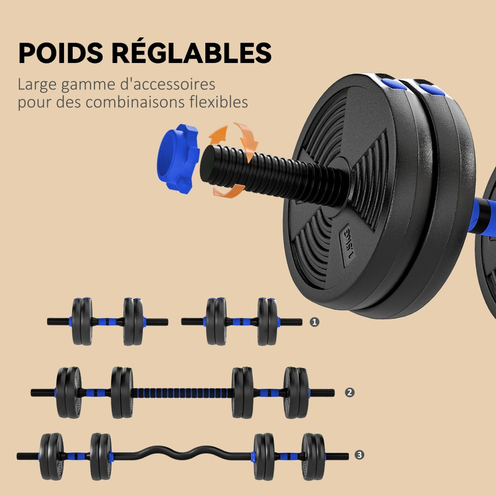 Kit di manubri regolabili 15 kg 3 in 1 ¨C zephmum ¨C nero