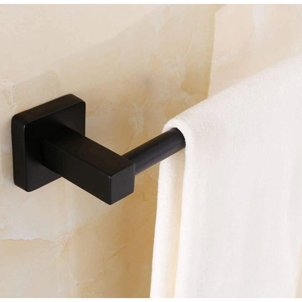 Trade Shop - Portasciugamani In Acciaio Inox Singolo Nero Da 60 Cm Per Bagno Design Moderno -