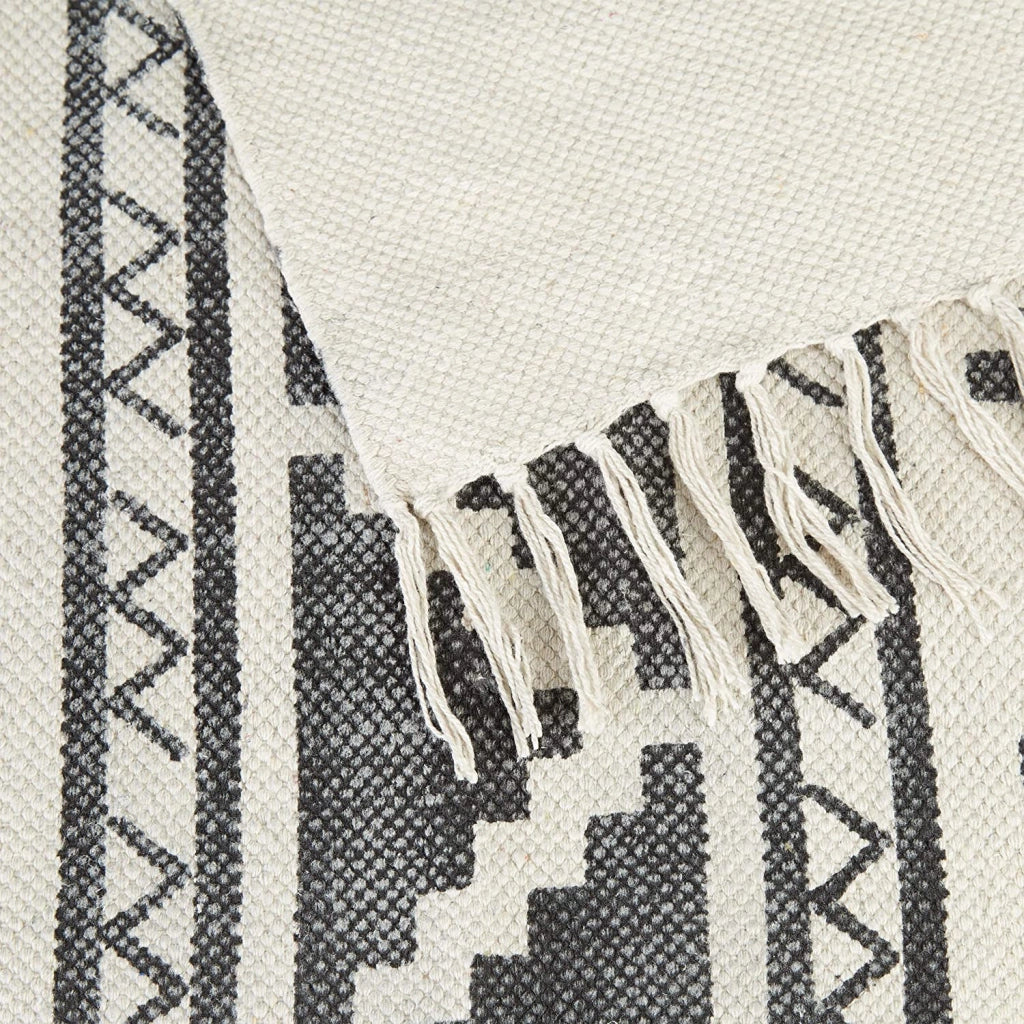 Tappeto da corridoio/soggiorno con stampa geometrica 70 x 145 cm cotone bianco 13_0002833_2