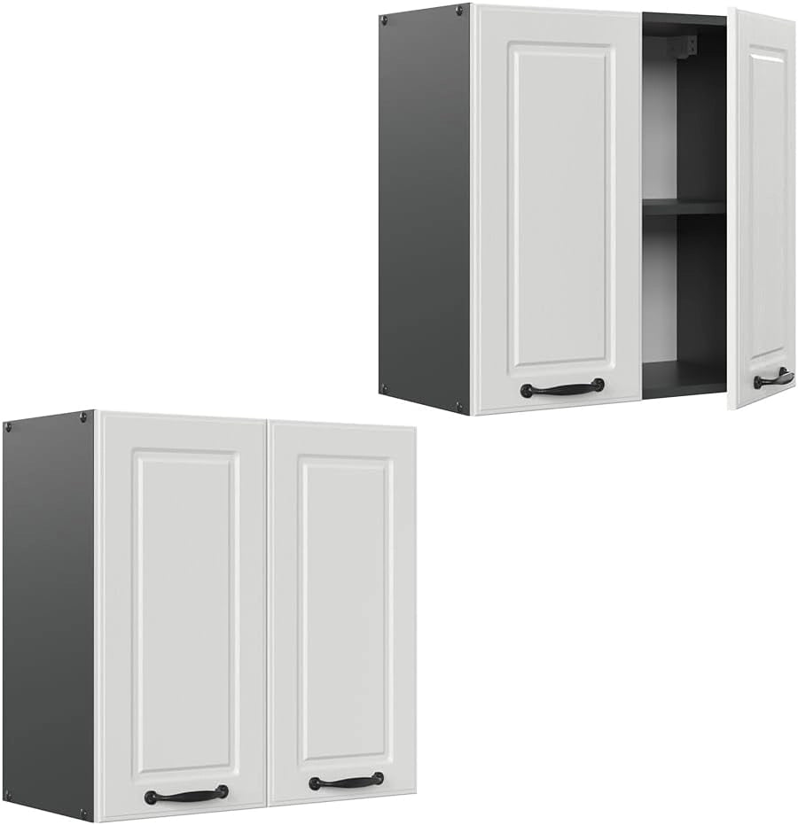 Pensile da cucina R-Line, Bianco casa di campagna, 60 cm, per la libera combinazione all'interno di sistemi cucina modulari