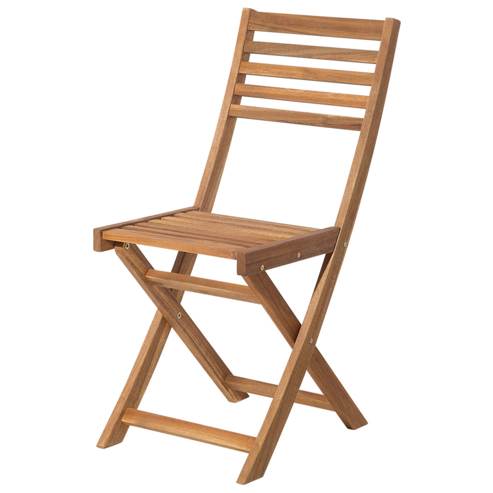 Set da bistrot 3 pezzi in legno massello di acacia chiaro cuscini verde menta pieghevole a doghe design scandinavo moderno