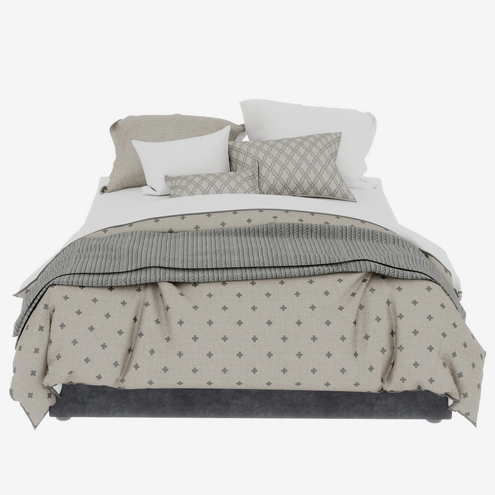 Letto Contenitore con Rete Idraulica ¨C Xylo ¨C Grigio, Velluto, 140x200