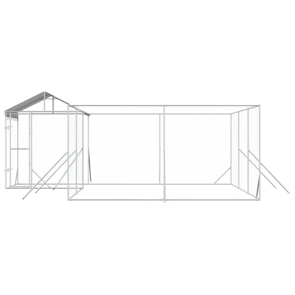 Cuccia Cani da Esterno Tetto Argento 6x6x2,5 m Acciaio Zincato 3190471