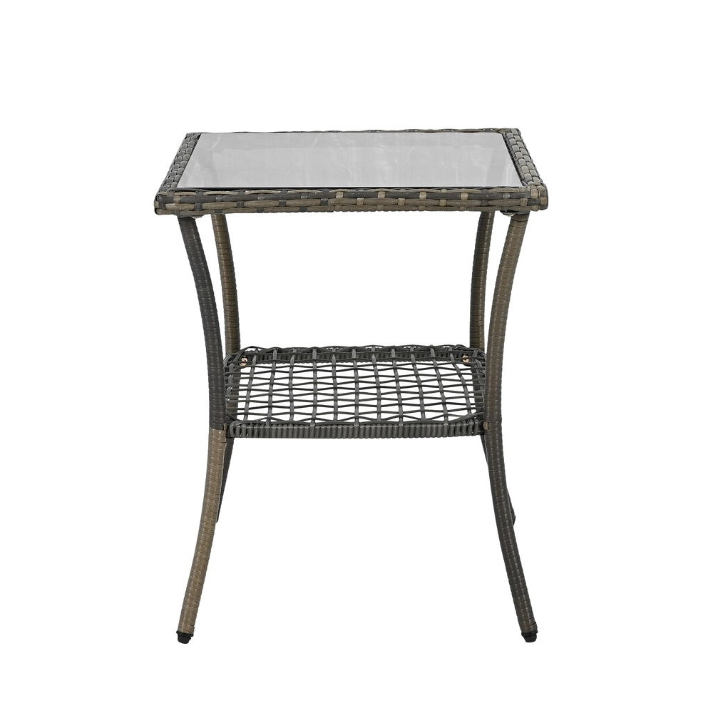 Set balcone 3 pezzi in rattan ¨C Minimal ¨C cuscini grigi, capacit¨¤ di carico 160 kg