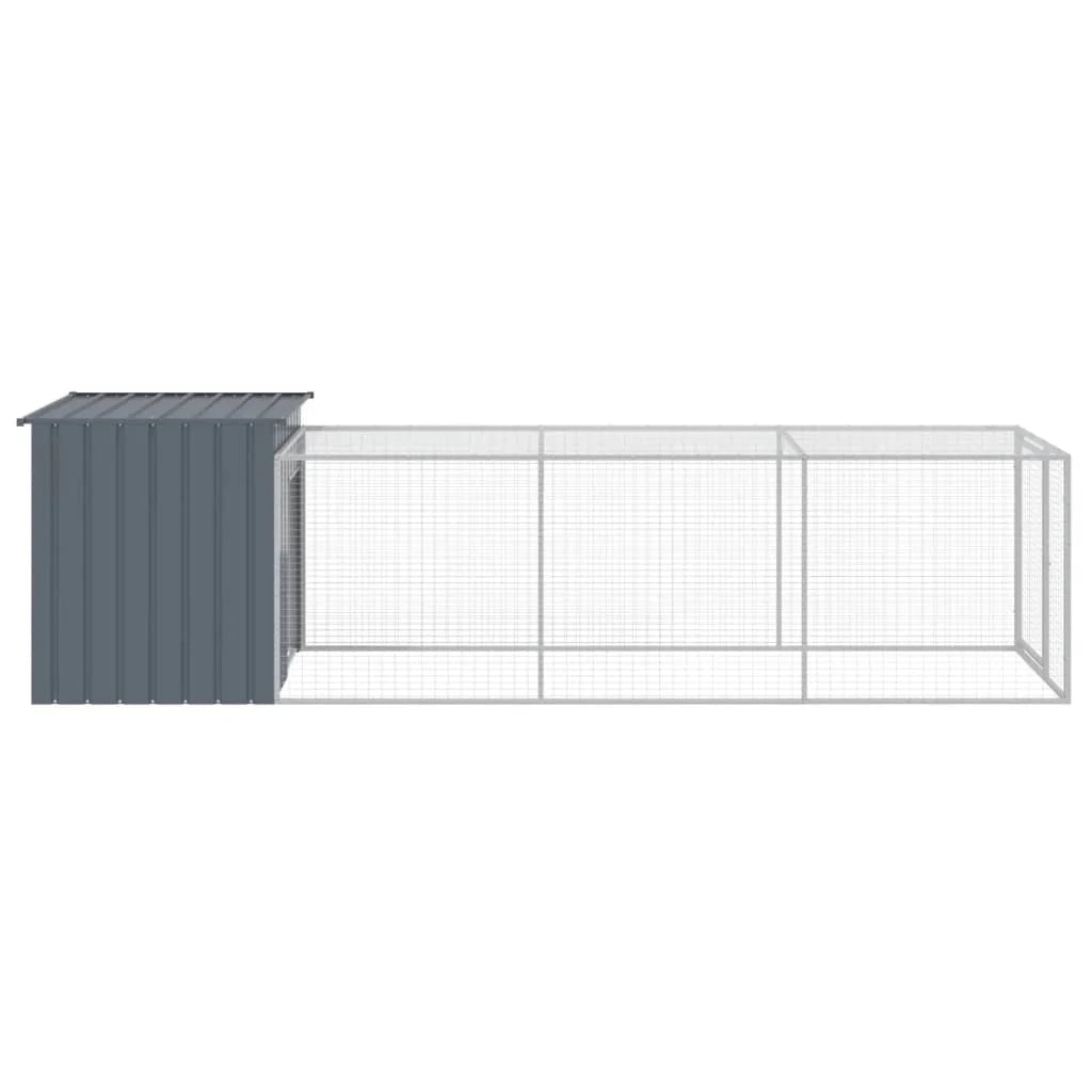 Recinto per pollaio con recinto per galline 110 x 405 x 110 cm in acciaio zincato antracite 02_0043941