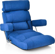 Sedia Divano Pieghevole, Poltrona Letto Singolo con Schienale Regolabile, Poggiatesta Lombare e Poggiapiedi Regolabile a 6 Posizioni, 80 x 72 x 75 cm (Blu)