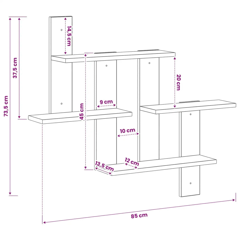 Scaffale da parete Rovere Nero 85 x 13,5 x 73,5 cm 8020338