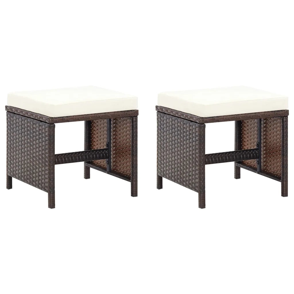 Set Sedie da Giardino e Poggiapiedi 4 pz | Sedie da Esterno in Polyrattan Marrone