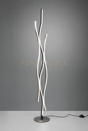 BLAZE PIANTANA LED 28W 3250lm, 2300+3000+4000K ONDULATA METALLO ALLUMINIO E NERO DIMMERABILE CON INTERRUTTORE H. 138CM
