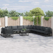 Set Divano da Giardino con cuscino 11 pcs Nero Alluminio 3378886