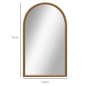 Specchio da Parete ad Arco 65x110 cm Cornice in Legno Marrone Scuro