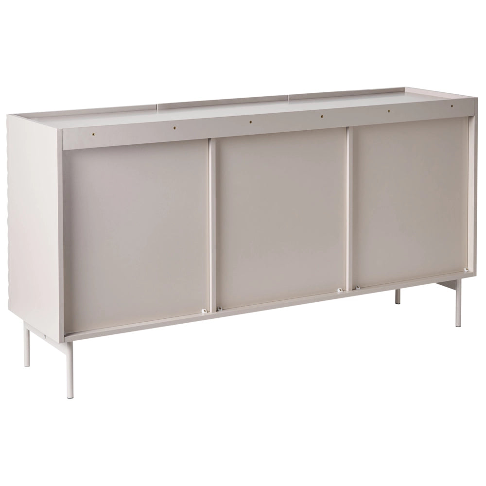 Credenza a 3 ante MDF beige chiaro con gambe in metallo Design moderno Camera da letto Soggiorno