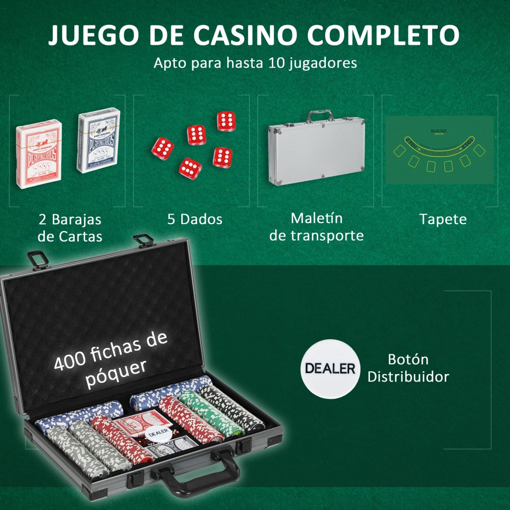 Set da gioco per bambini ¨C zephmum ¨C 400 fiches, carte, tappeto verde, maletta