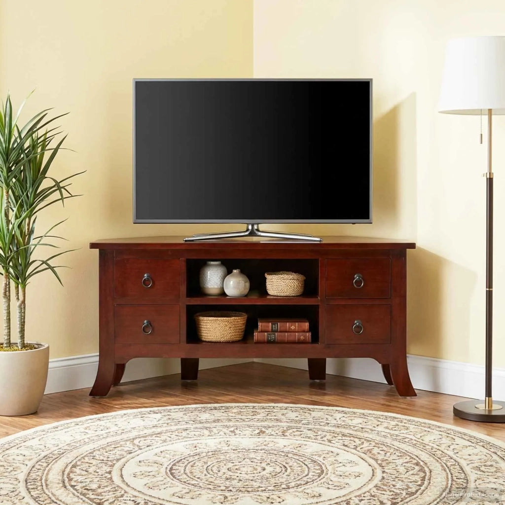 Mobile TV Marrone 100 x 40,5 x 46 cm Legno di Mogano Massello