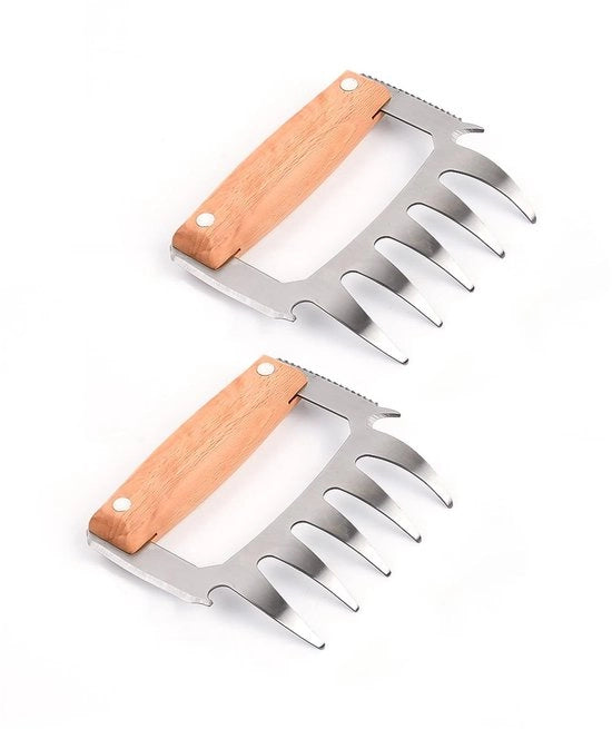 Accessori per griglia 5 in 1 - Acciaio inossidabile/legno - Accessori per griglia - Rimuovere/serrare - Aprire bottiglie - Dimensioni 8,5 x 12,1 x 10 cm - Uncini per carne
