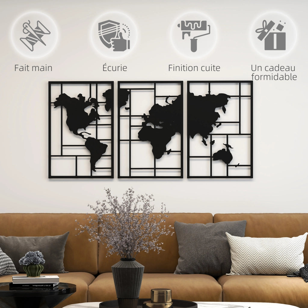 Decorazione murale in metallo geometrica astratta ¨C zephmum ¨C 50x80 cm nero