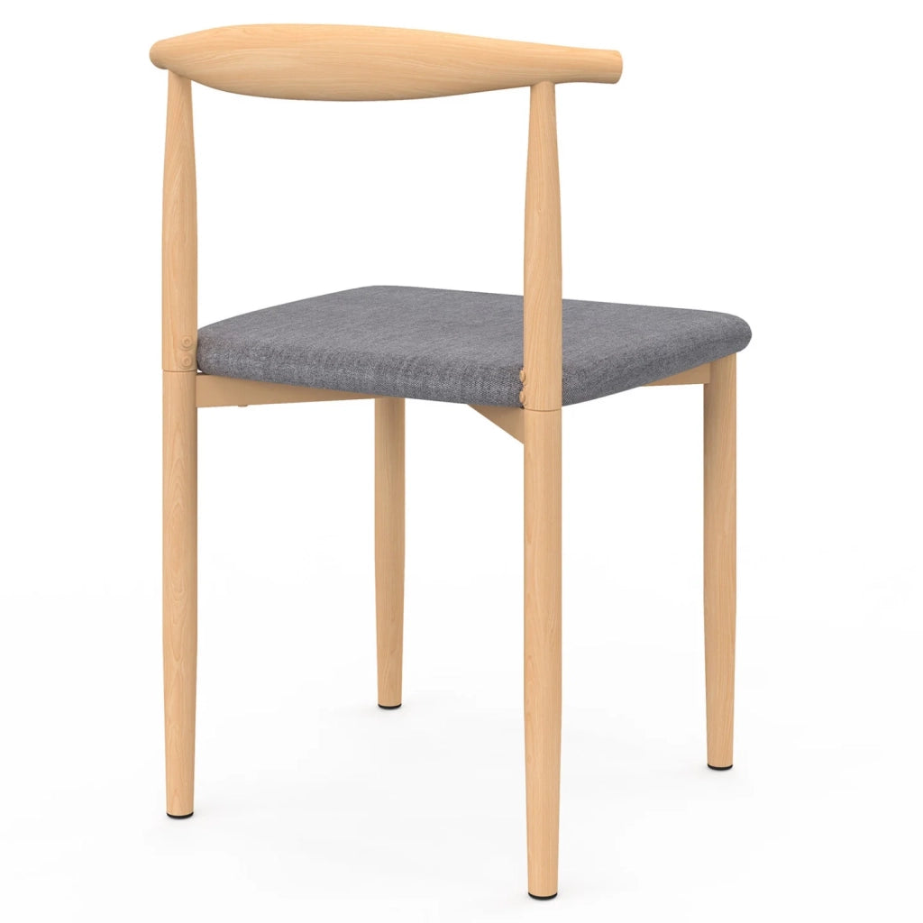 IDMarket - Set di 6 sedie da pranzo NOE in finto legno con sedute in tessuto grigio chiaro