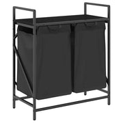 Cesto per la Biancheria 2 Scomparti con Ripiano Rovere Nero CFW5021693