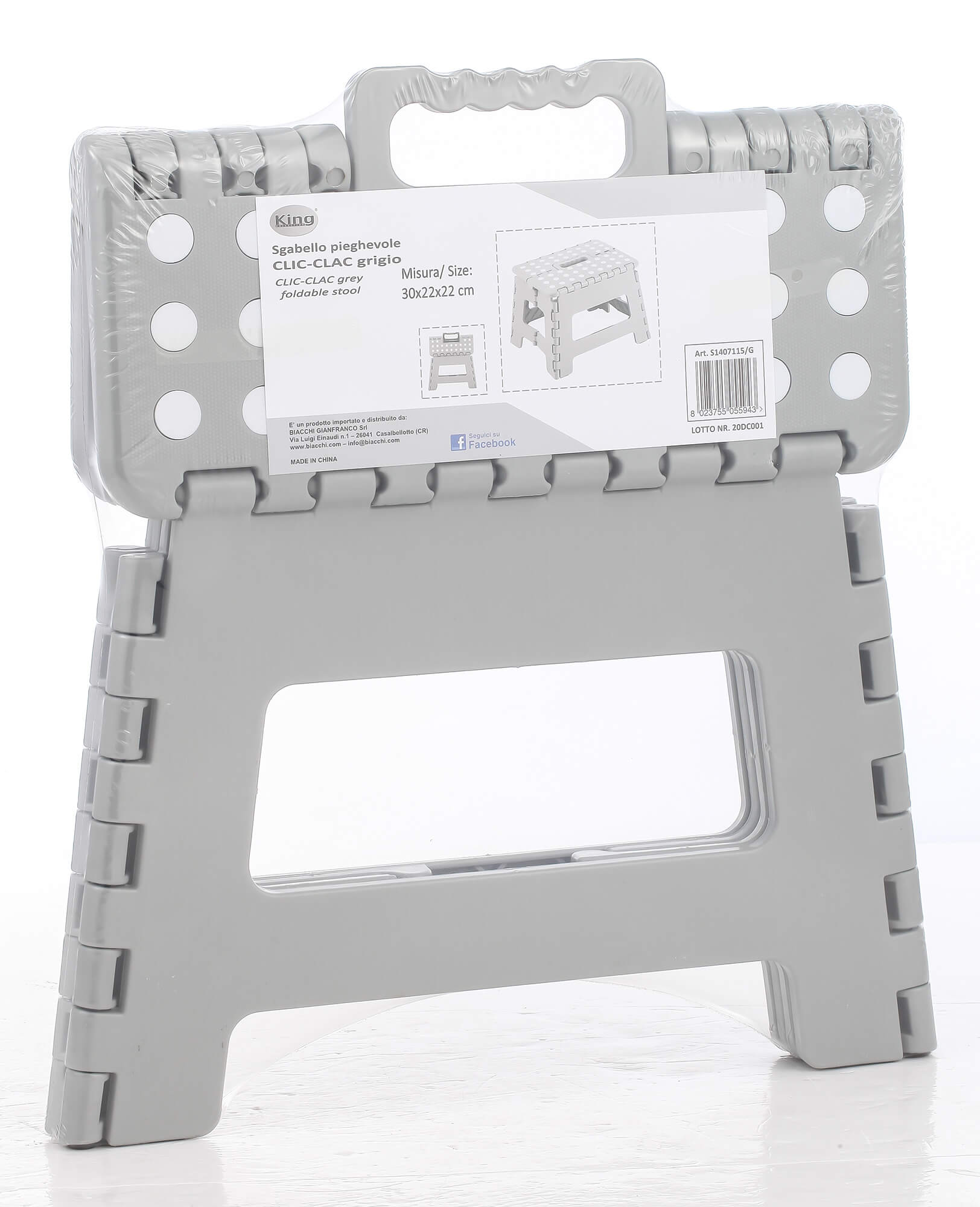 Sgabello Pieghevole 30x22x22 cm in Polipropilene Grigio