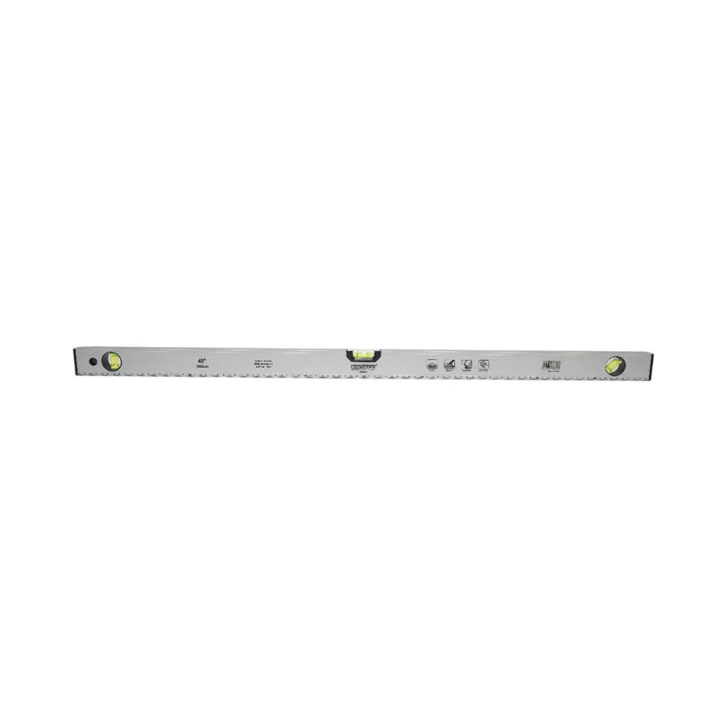 Nivella magnetica in alluminio, 1000mm, con 3 bolle di livello e righello graduato 0-100cm, Crownman